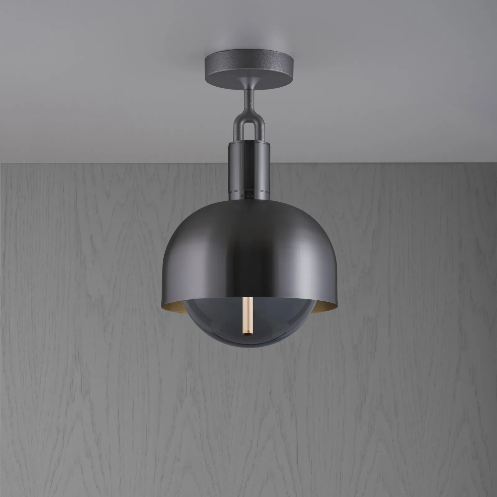 Forked ceiling, Linear, shade, globe, medium, Gun Metal / Smoked