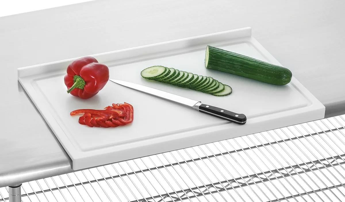 Cutting board PE, stop-edge, white
