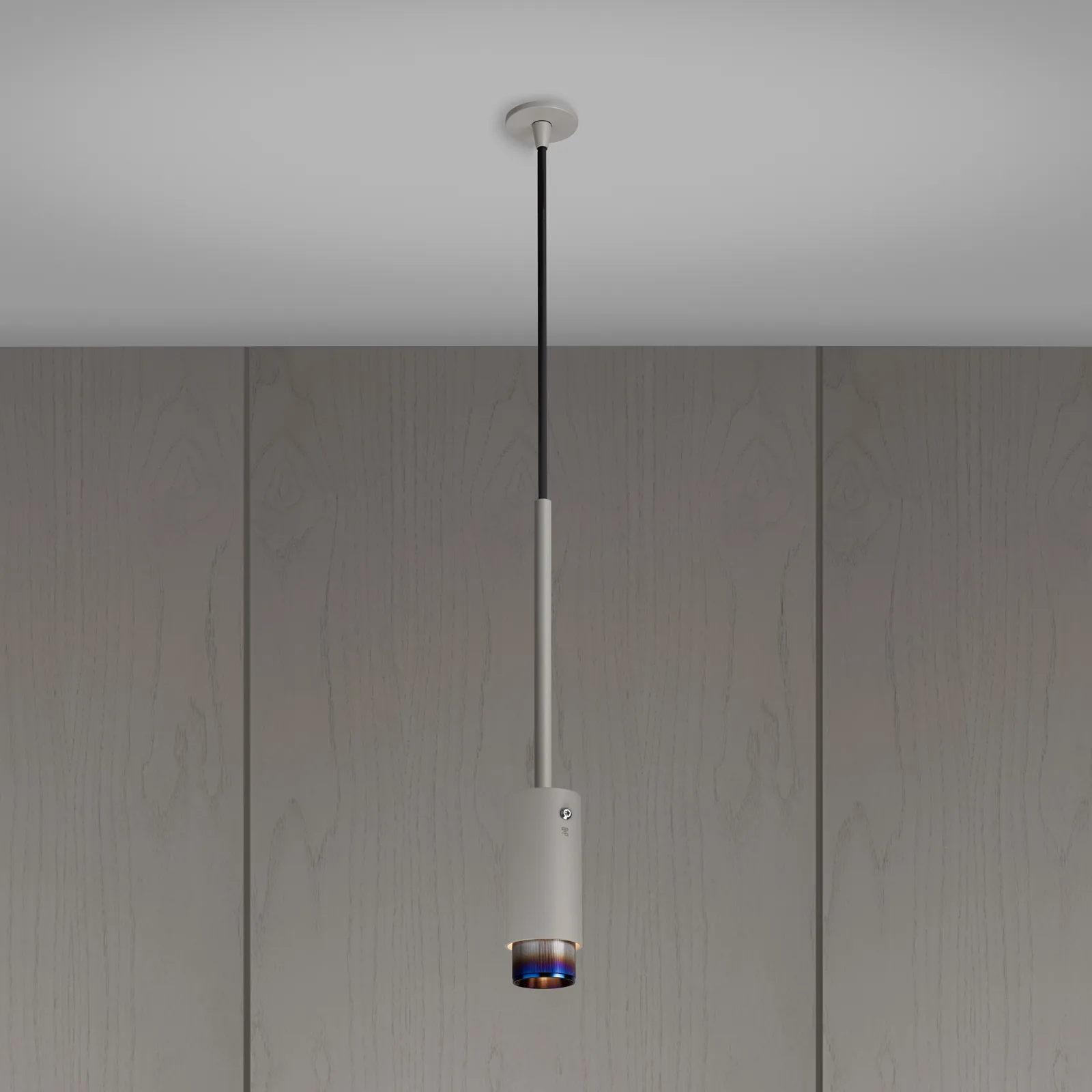 Exhaust pendant, Linear, Stone / Burnt Steel