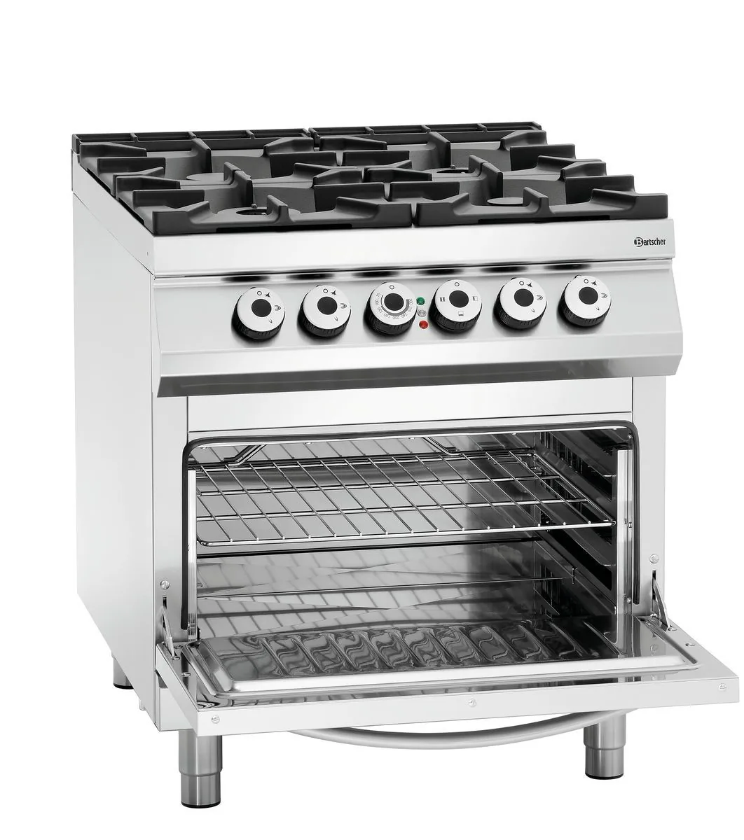 Gas stove, 4 burners,el. oven,2/1GN