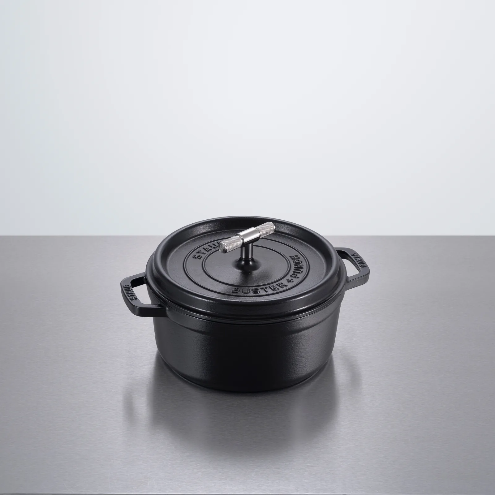 Cocotte, 9.45" 24cm, Cross, Staub, Black / Steel