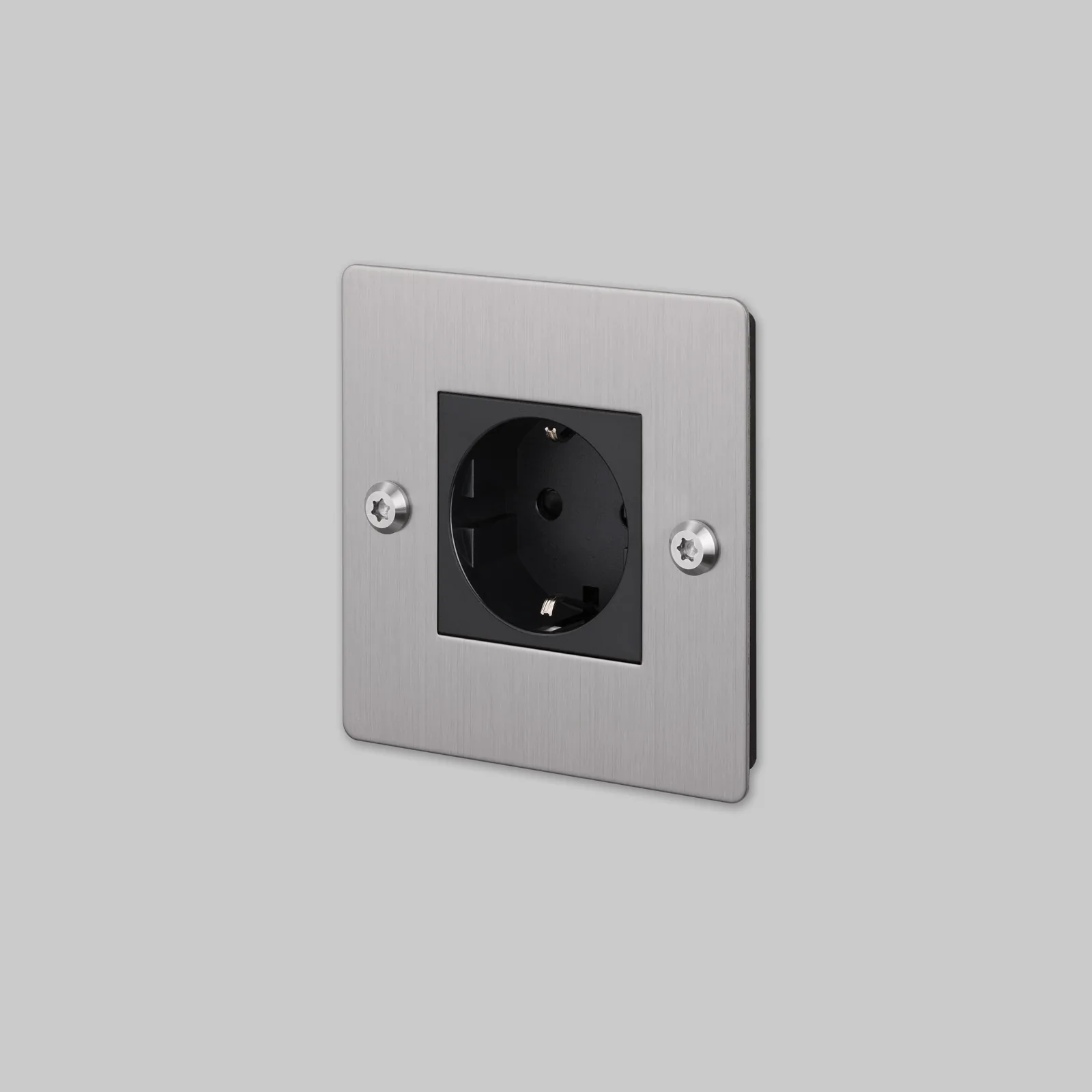 1G socket, Schuko type F, Linear, without logo, Steel