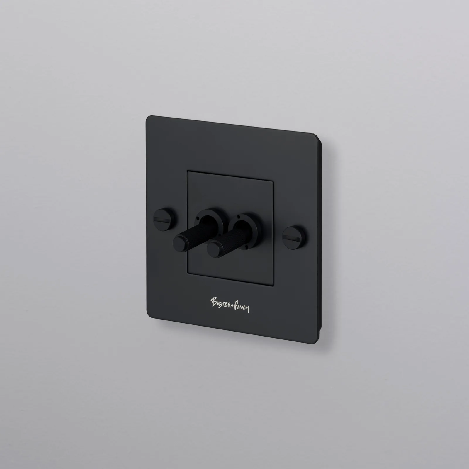 1G double toggle switch, Cross, with logo, Black