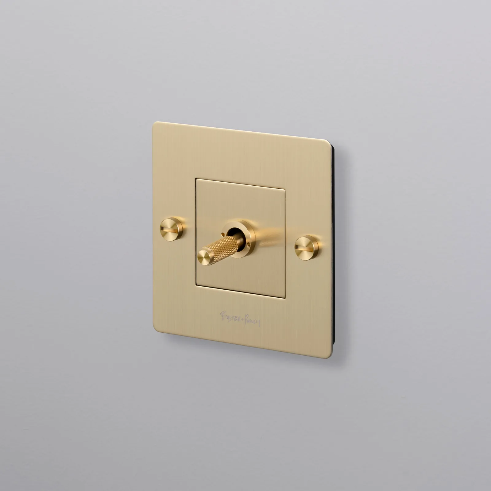 1G toggle switch, Cross, with logo, Brass