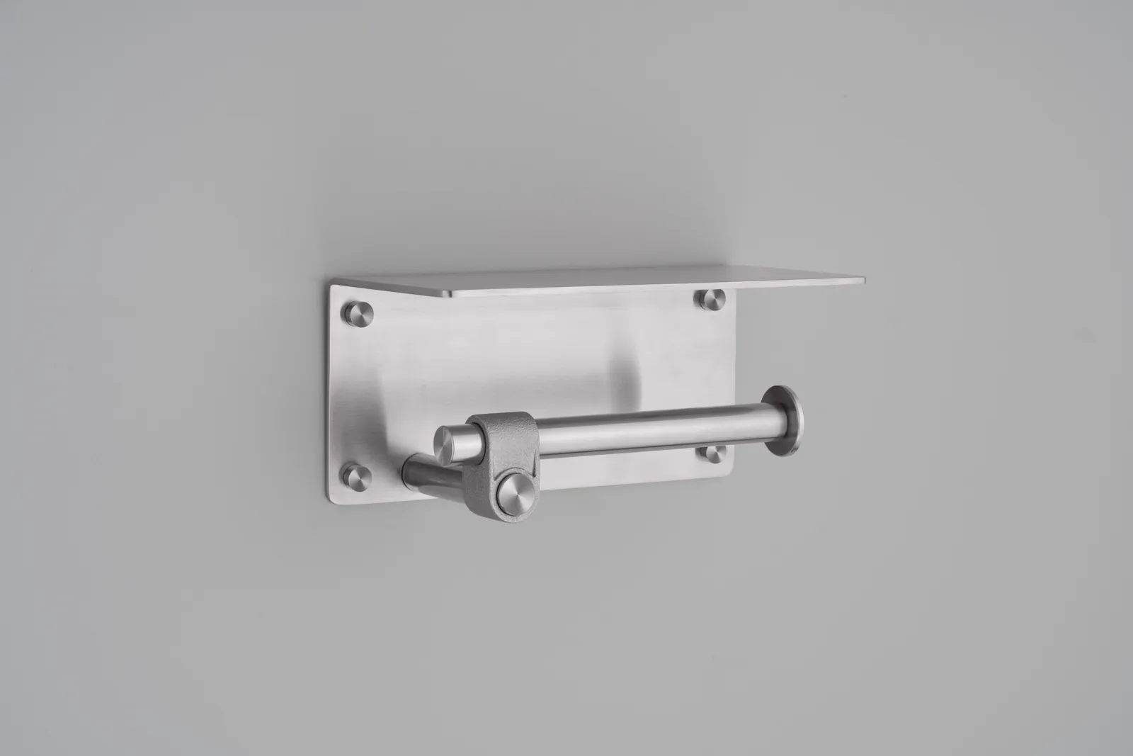 Toilet roll holder, with shelf, cast, Steel