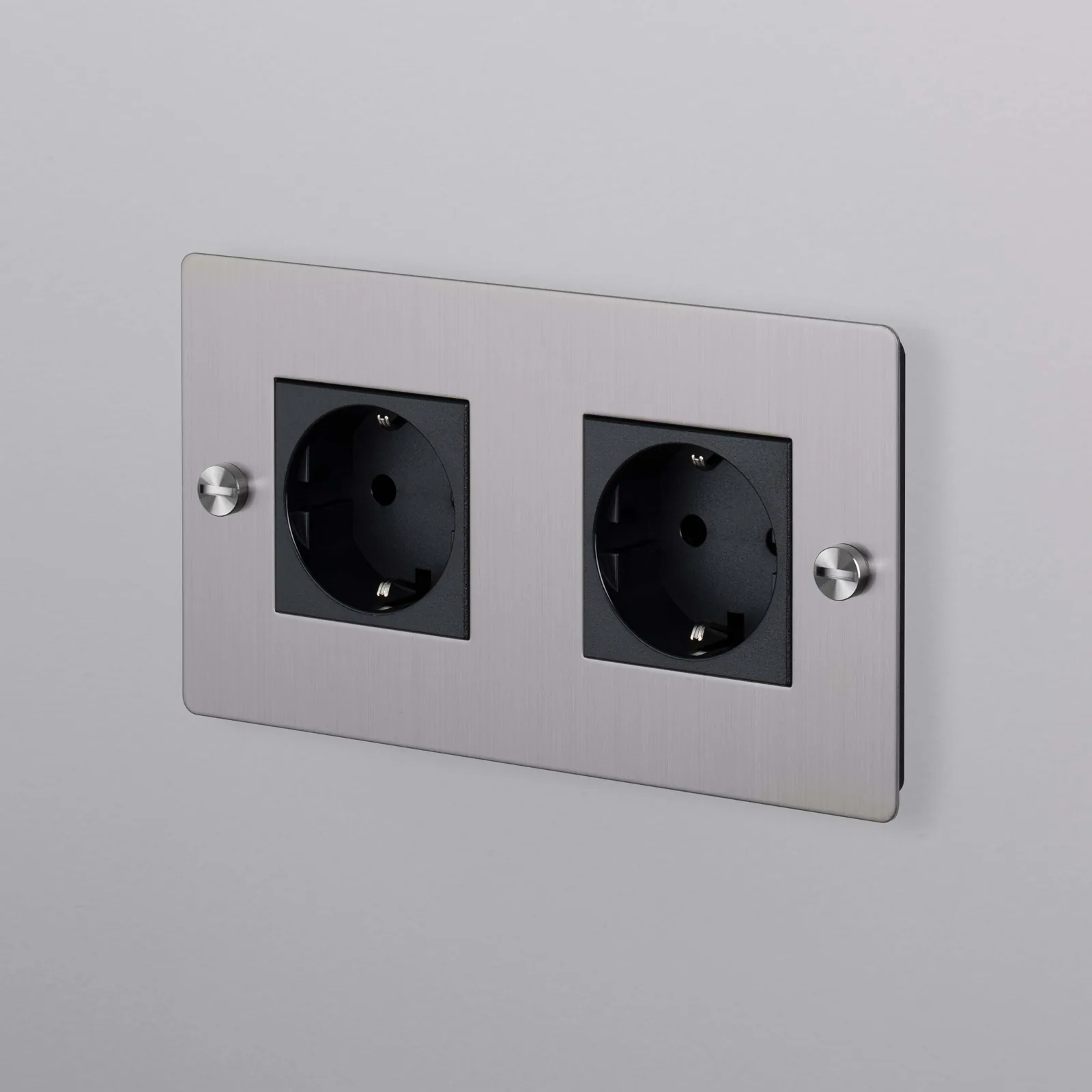 2G socket, Schuko type F, Cross, without logo, Steel