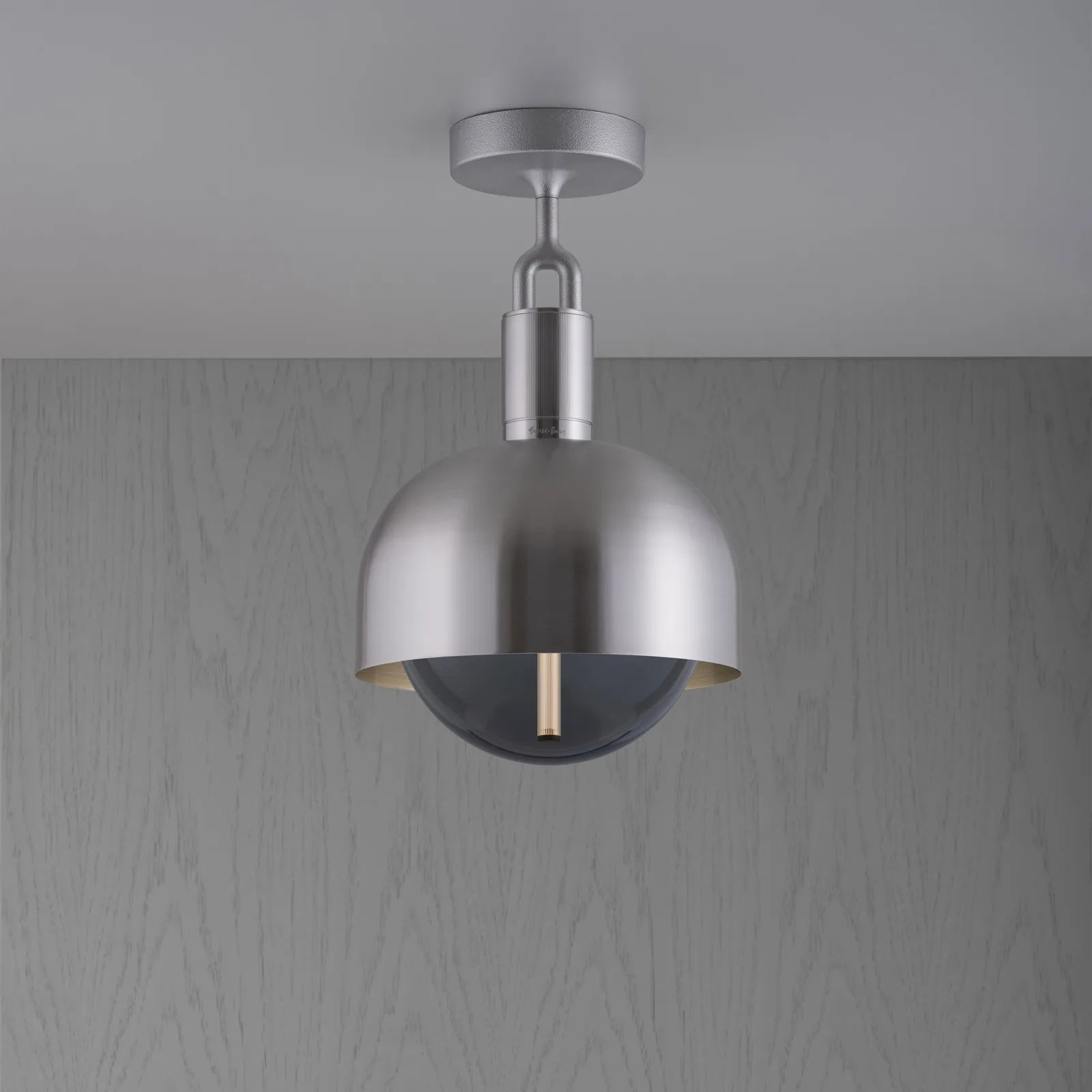 Forked ceiling, Linear, globe, medium, Steel / Smoked