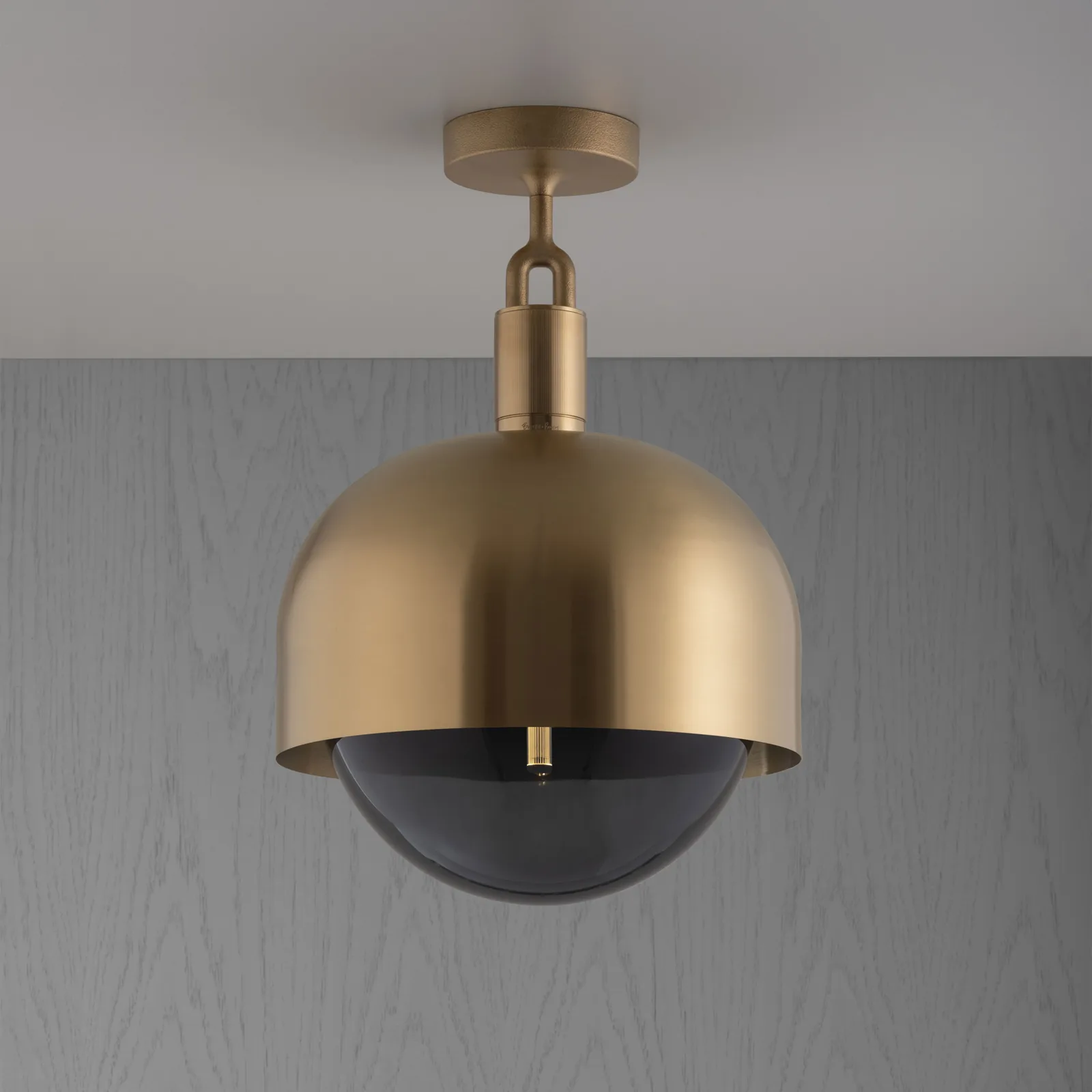 Forked ceiling, Linear, shade, globe, large, Brass / Smoked