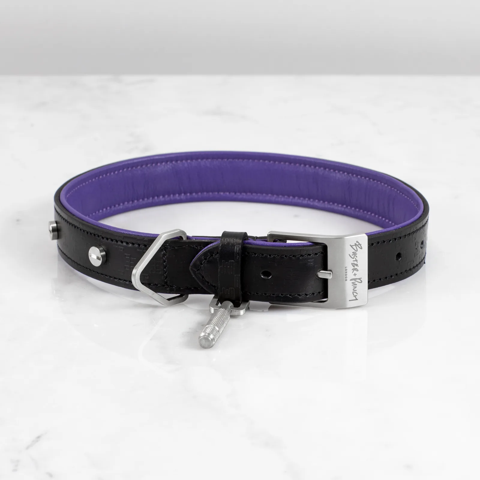 Dog collar, Cross, purple, Steel (RPA-02774)