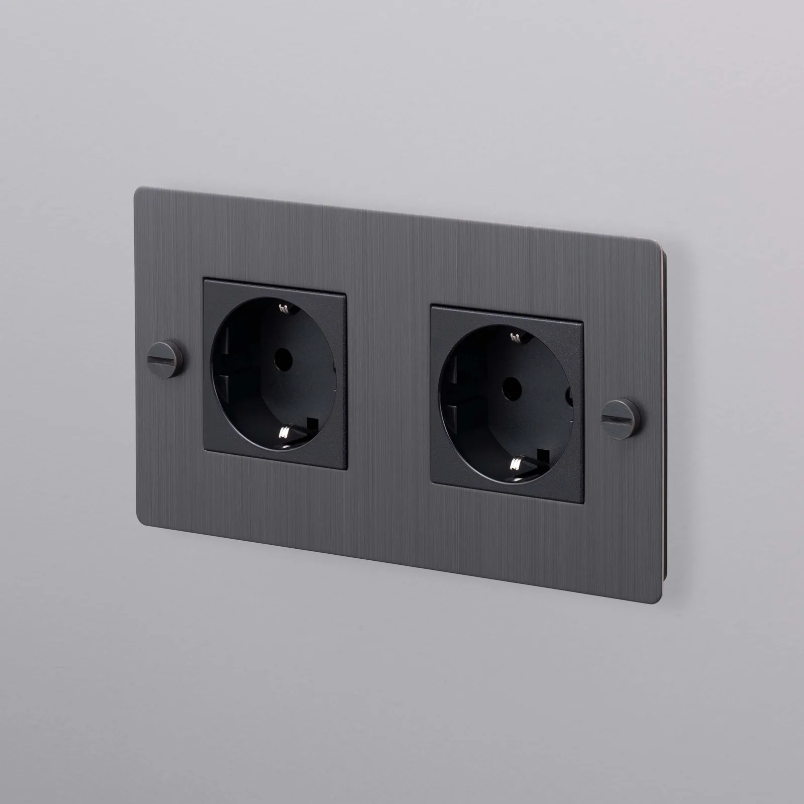 2G socket, Schuko type F, Cross, without logo, Smoked Bronze