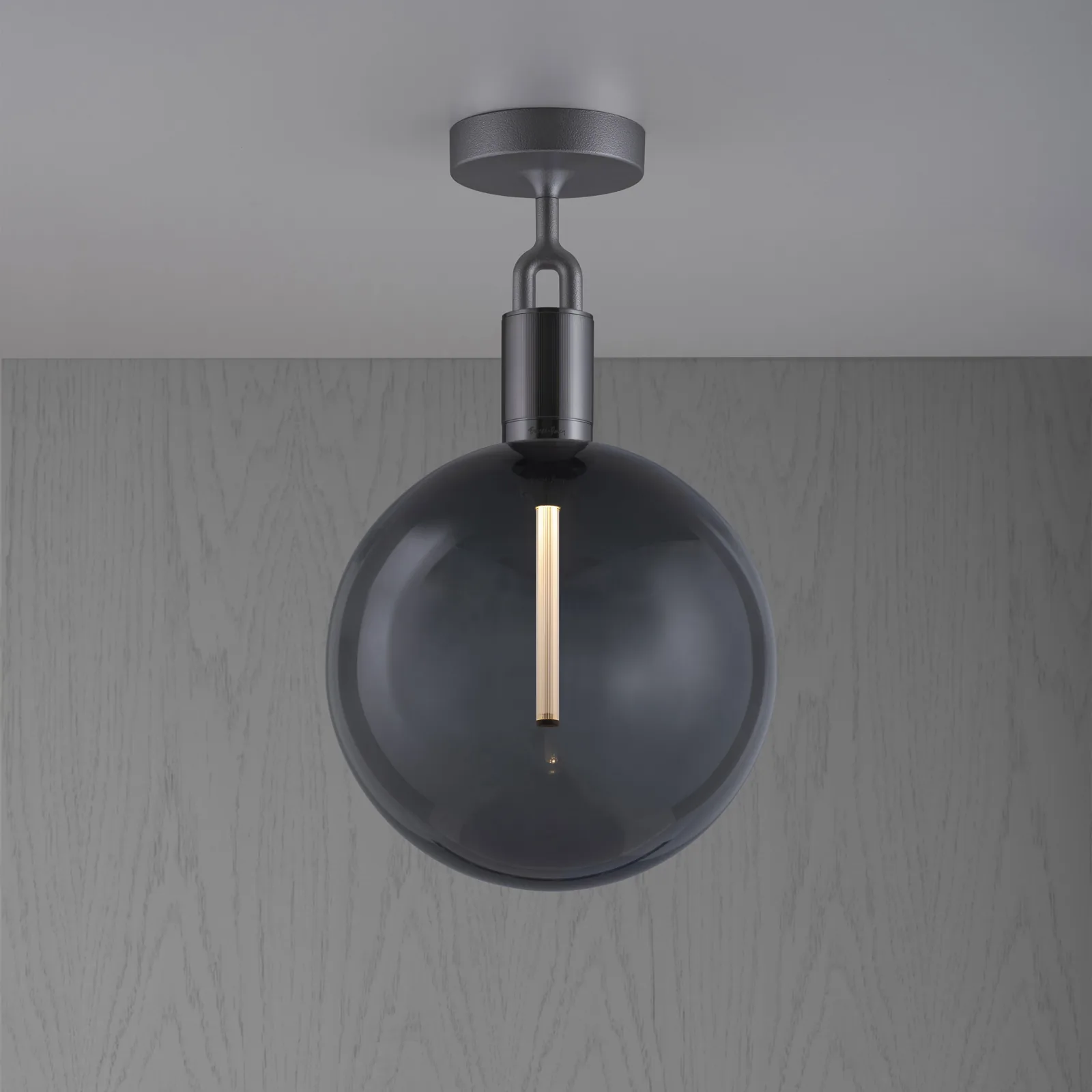 Forked ceiling, Linear, globe, large, Gun Metal / Smoked