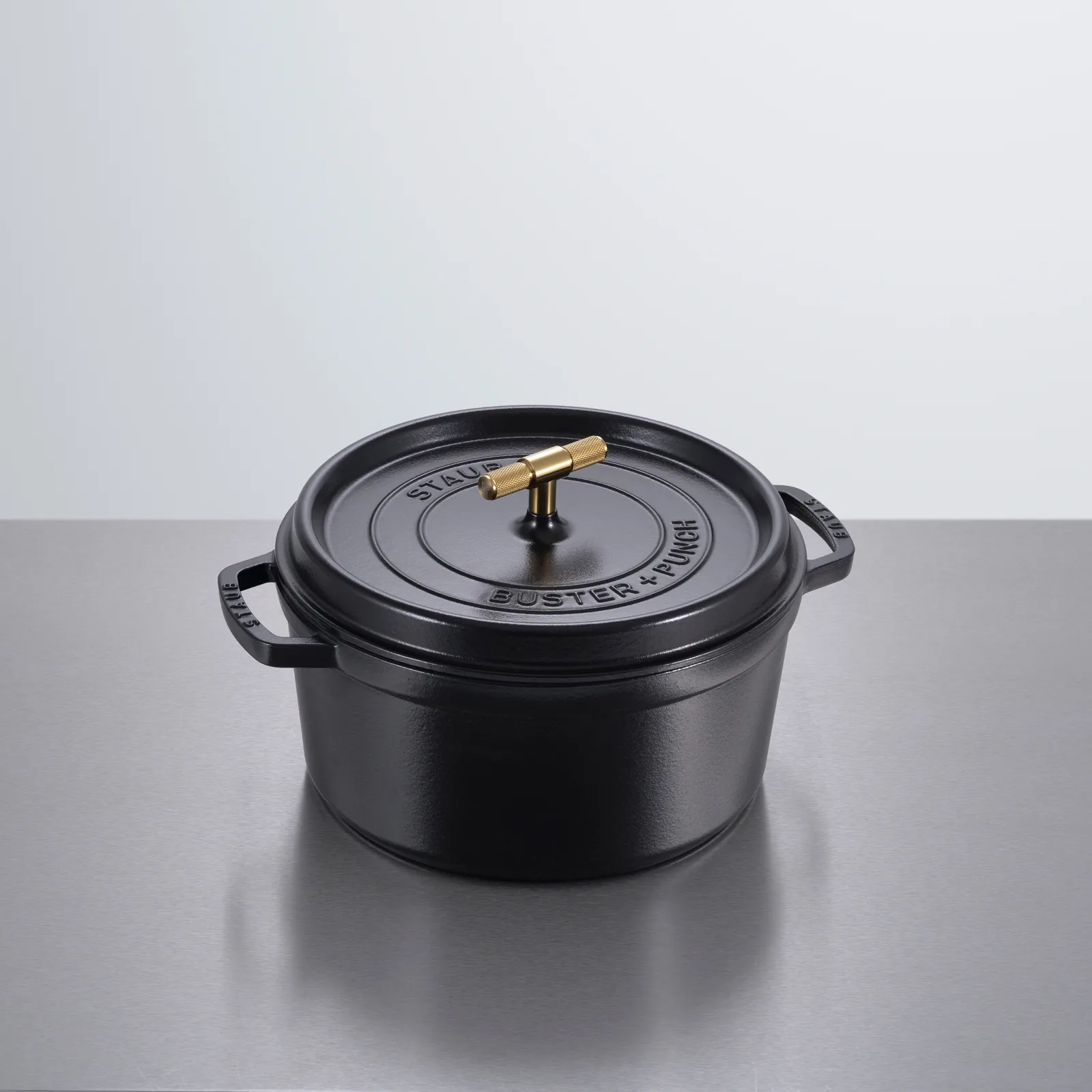 Cocotte, 11.02" 28cm, Cross, Staub, Black / Brass