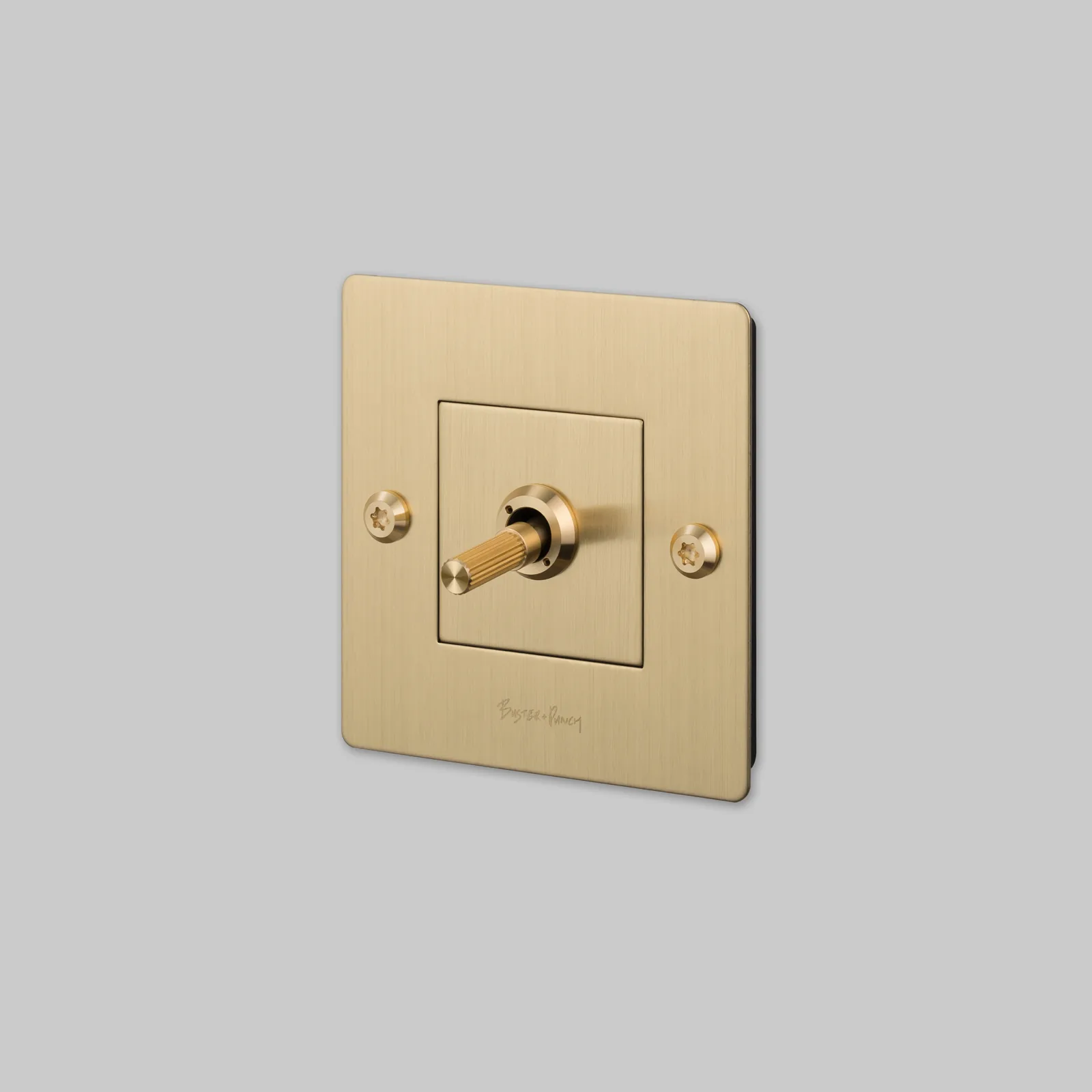 1G toggle switch, Linear, with logo, Brass
