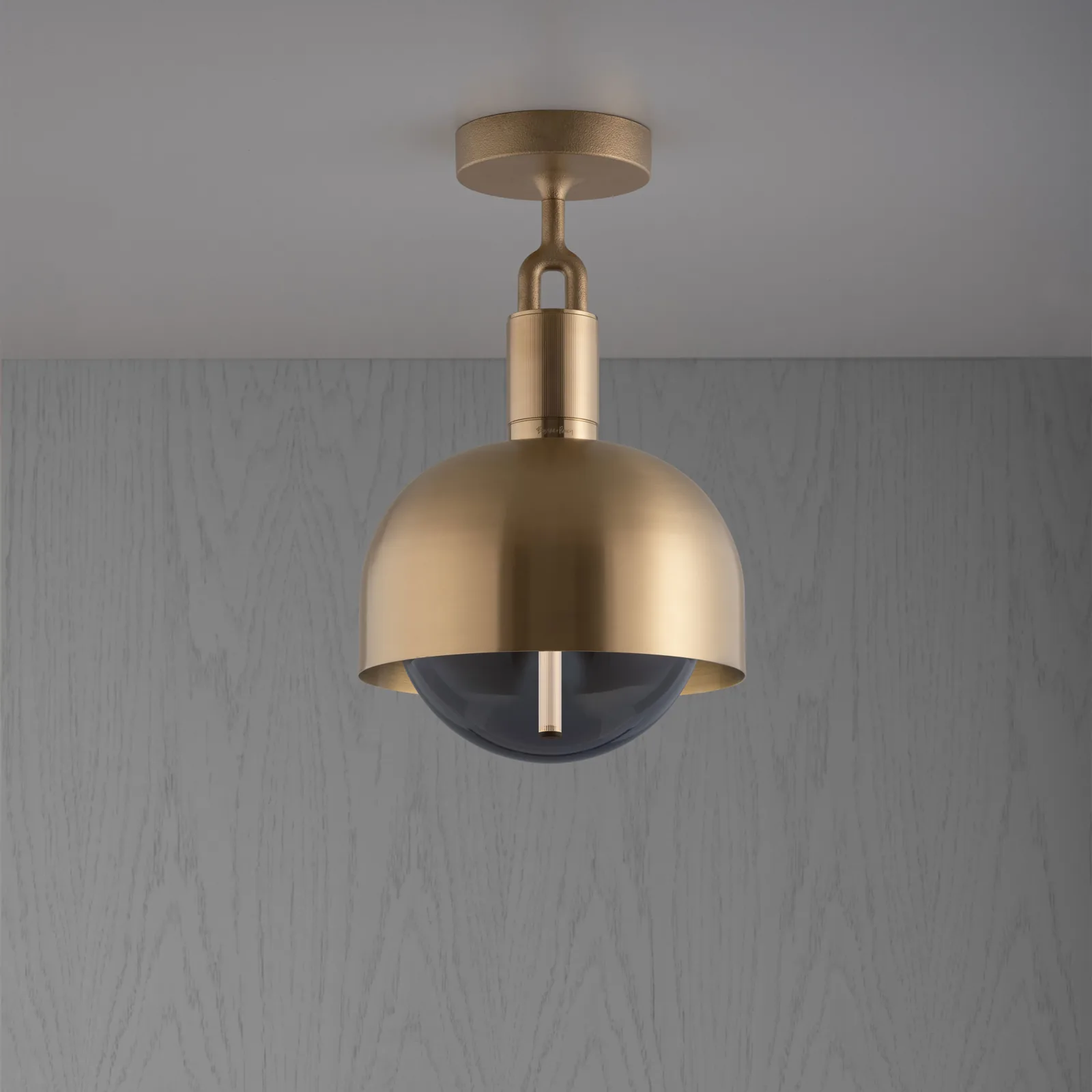 Forked ceiling, Linear, shade, globe, medium, Brass / Smoked