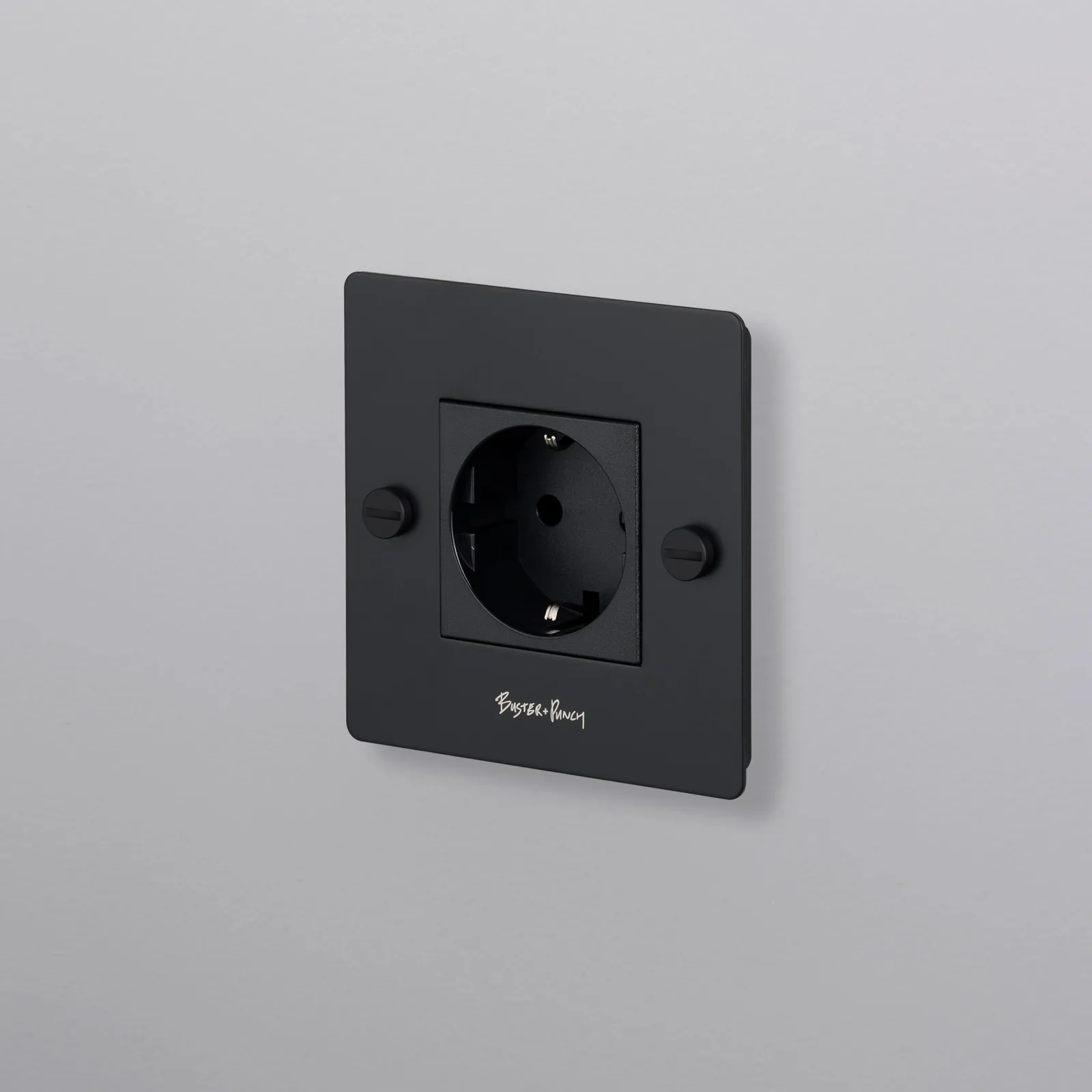 1G socket, Schuko type F, Cross, with logo, Black / Warm Sunset
