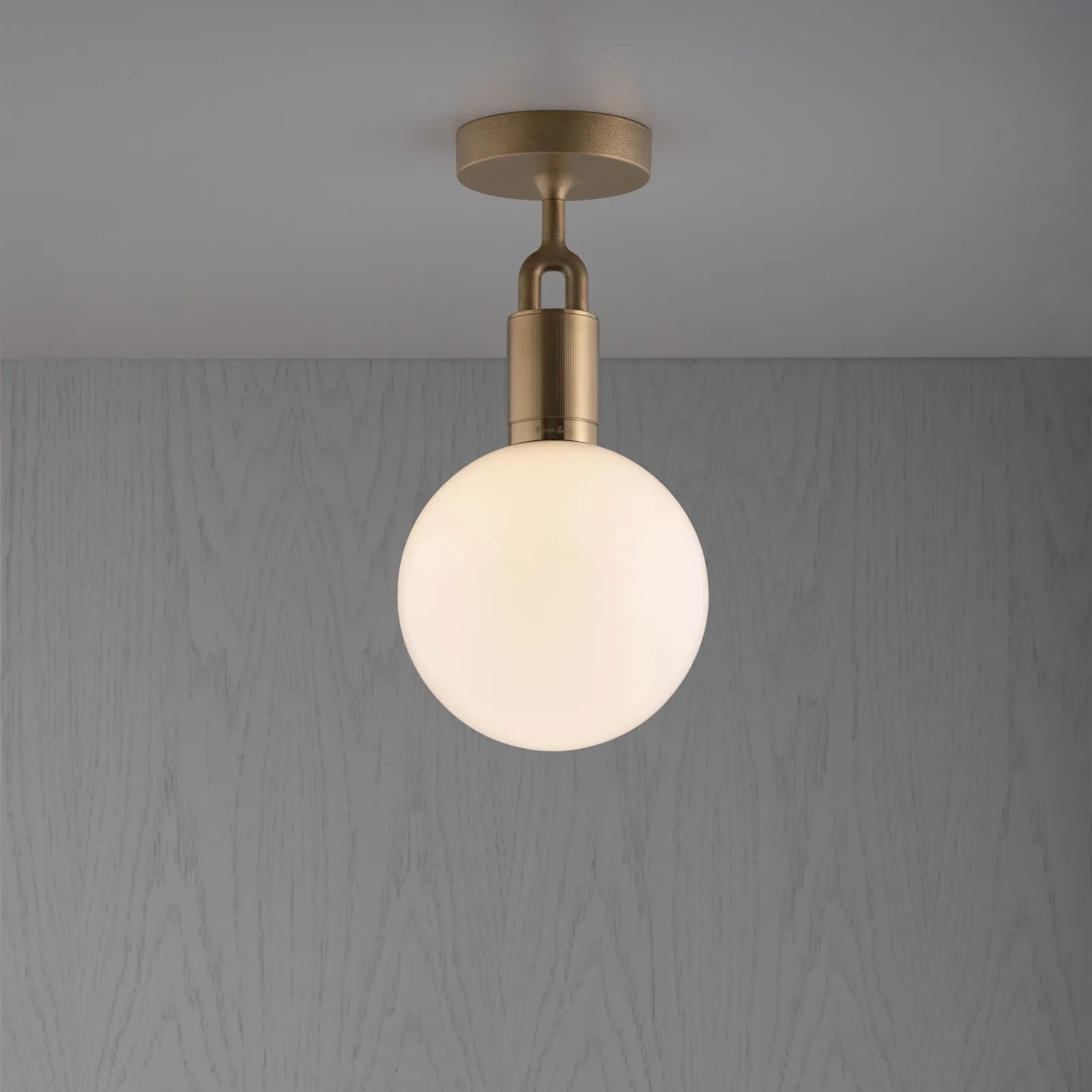 Forked ceiling, Linear, shade, globe, medium, Brass / Opal