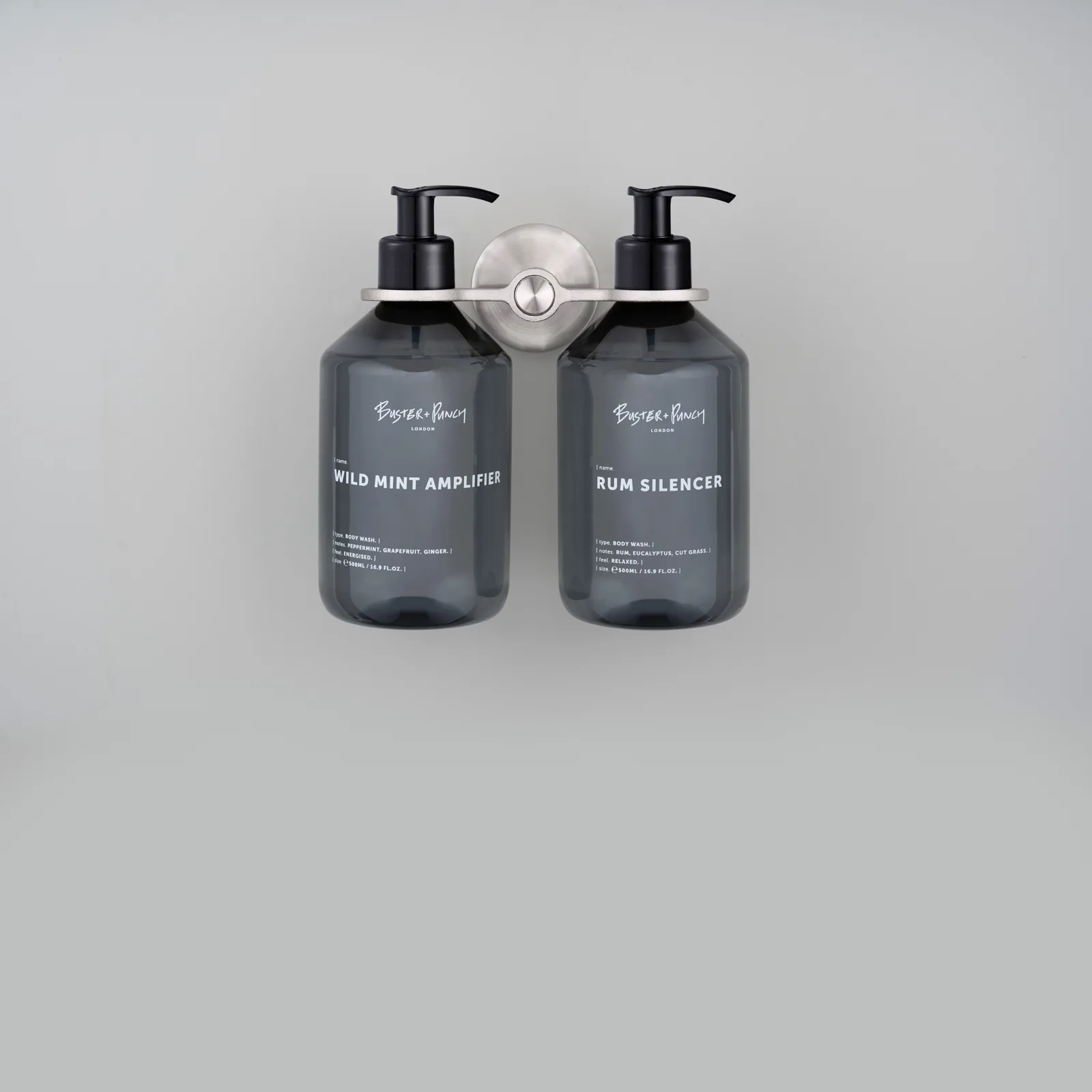 Soap holder, cast, double dispenser, Steel