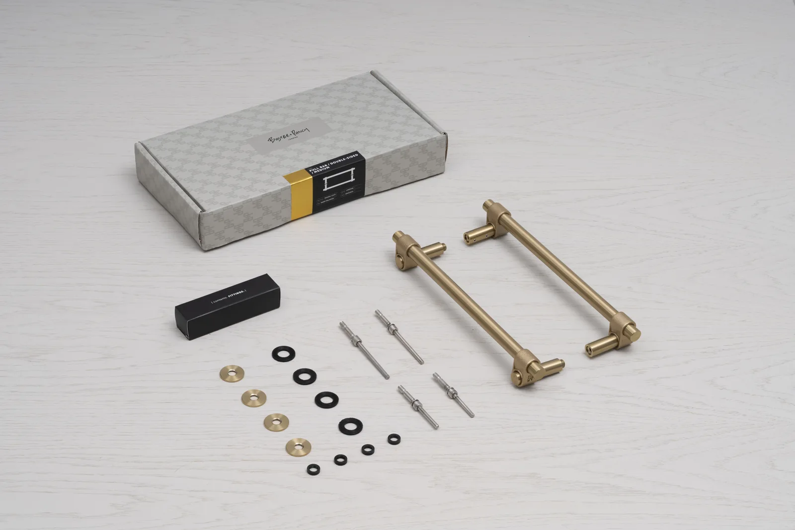 Pull bar, double-sided, Cross, Medium, Brass