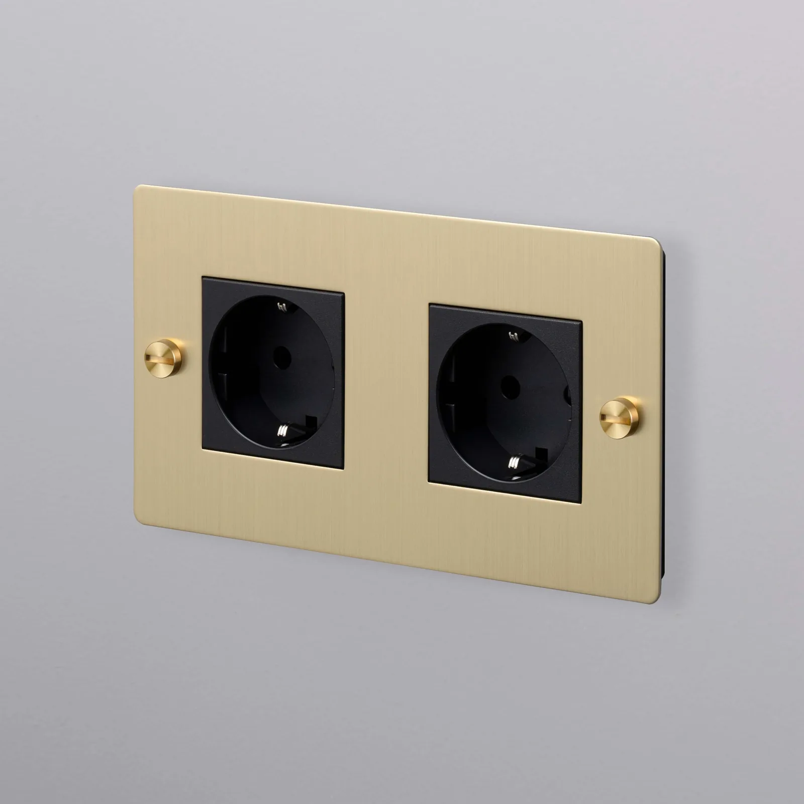 2G socket, Schuko type F, Cross, without logo, Brass