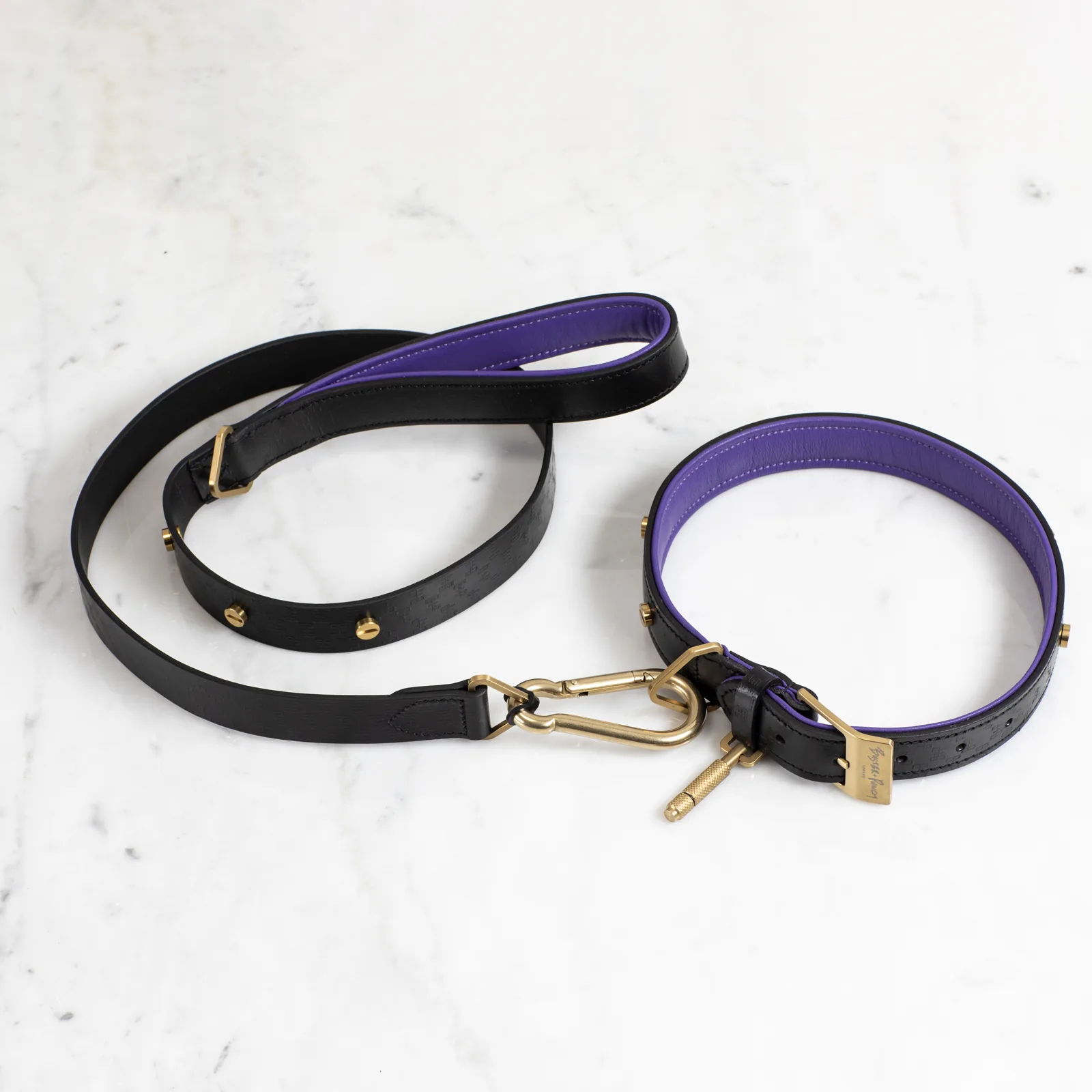 Dog lead, Cross, purple, Brass