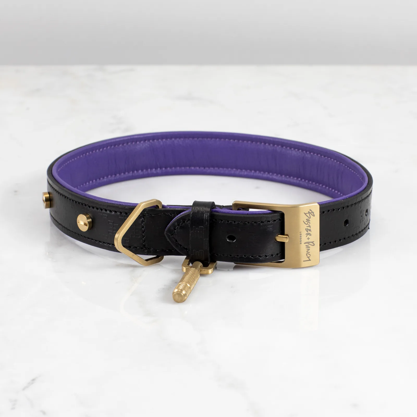 Dog collar, Cross, purple, Brass (RPA-02767)