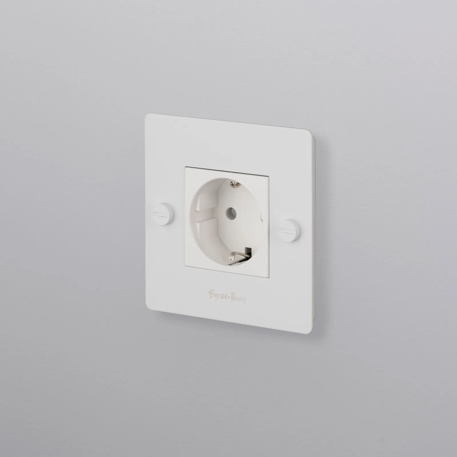 1G socket, Schuko type F, Cross, with logo, White