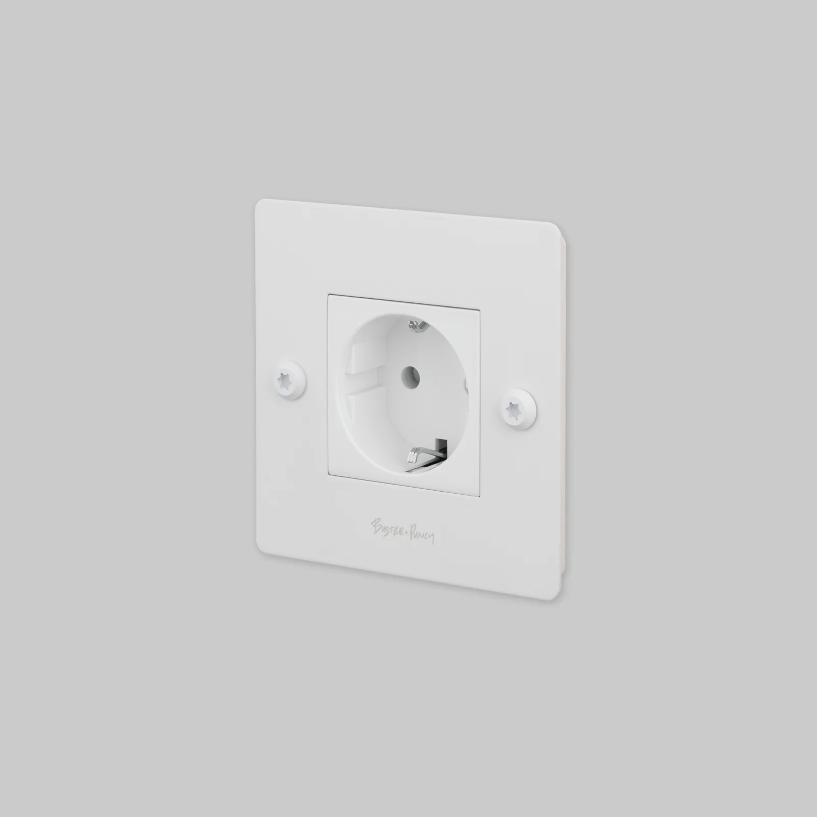1G socket, Schuko type F, Linear, with logo, White